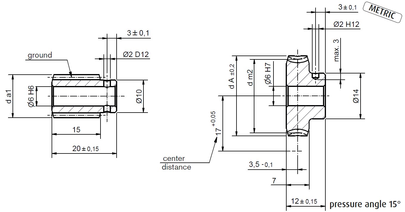 Dimensional drawing for Worm Gear Set A17