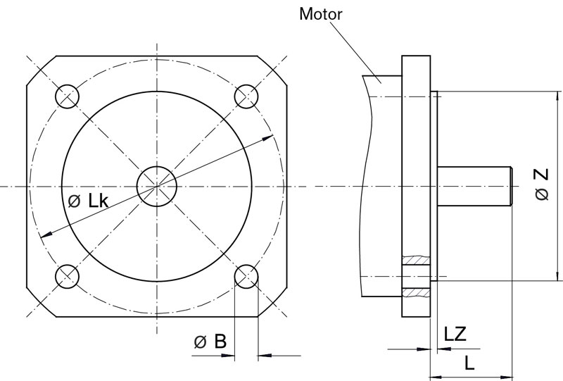Motor flange for planetary gears - rendering